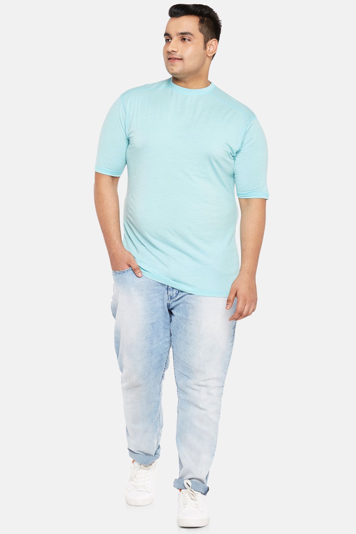 Men's Aqua Merino-Bamboo Half Sleeves Plus Size Thermal Vest